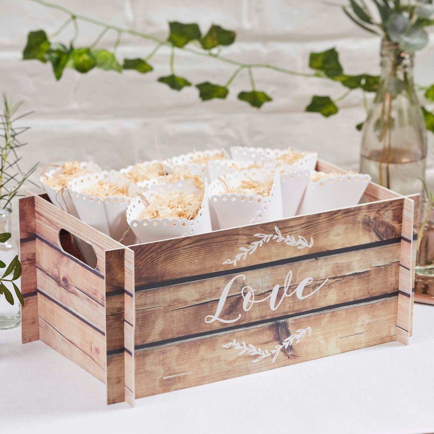 Wooden Effect Wedding Card Crate – Rustic Touch for Cards and Confetti
