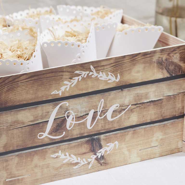 Wooden Effect Wedding Card Crate – Rustic Touch for Cards and Confetti