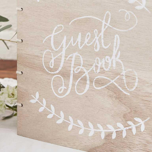 Gorgeous Wooden Wedding Guest Book – 32 Blank Pages